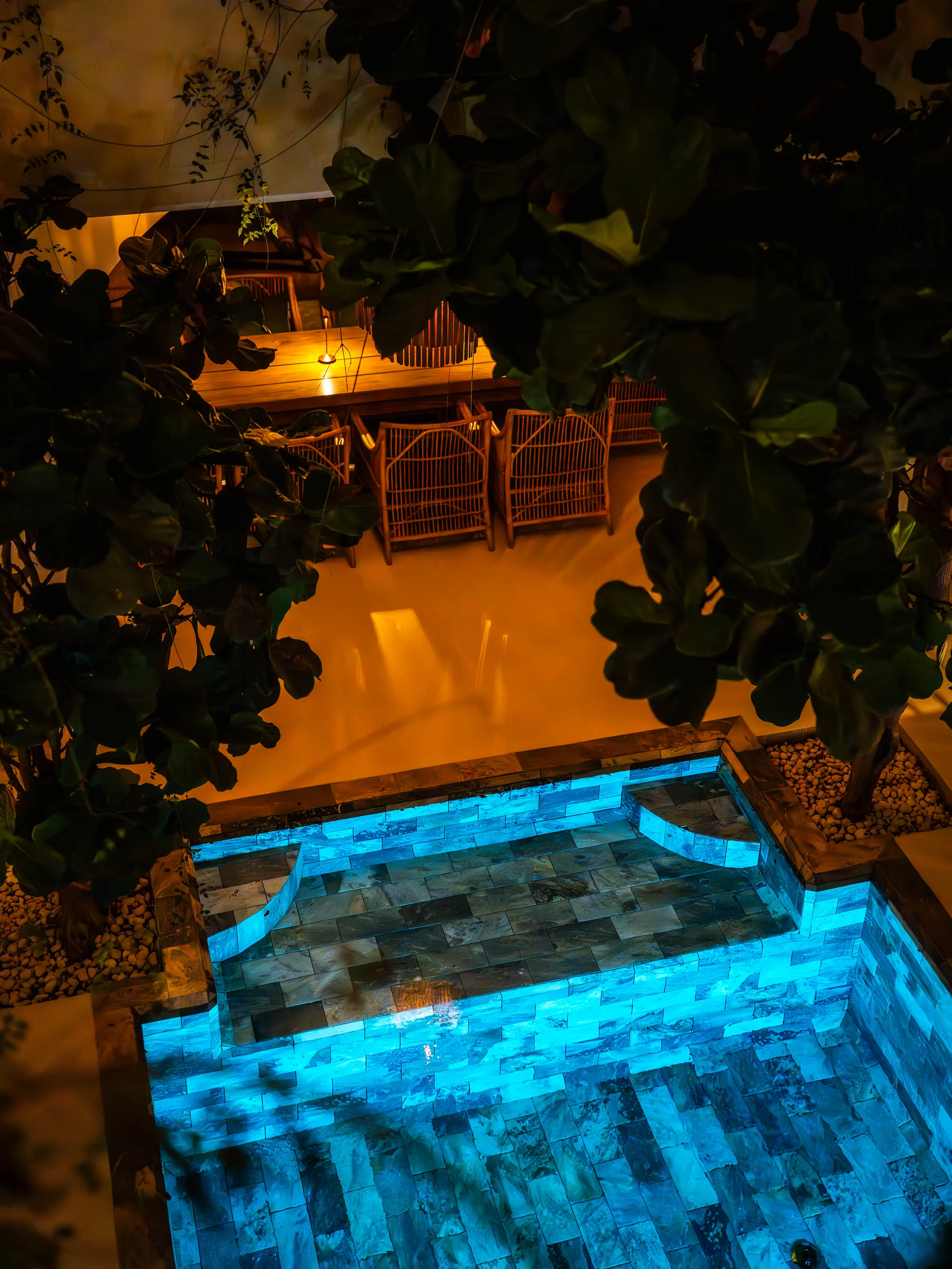 Aerial view of Pure House Marrakech, showcasing the traditional architecture of an exclusive adults-only riad hidden within the Medina.