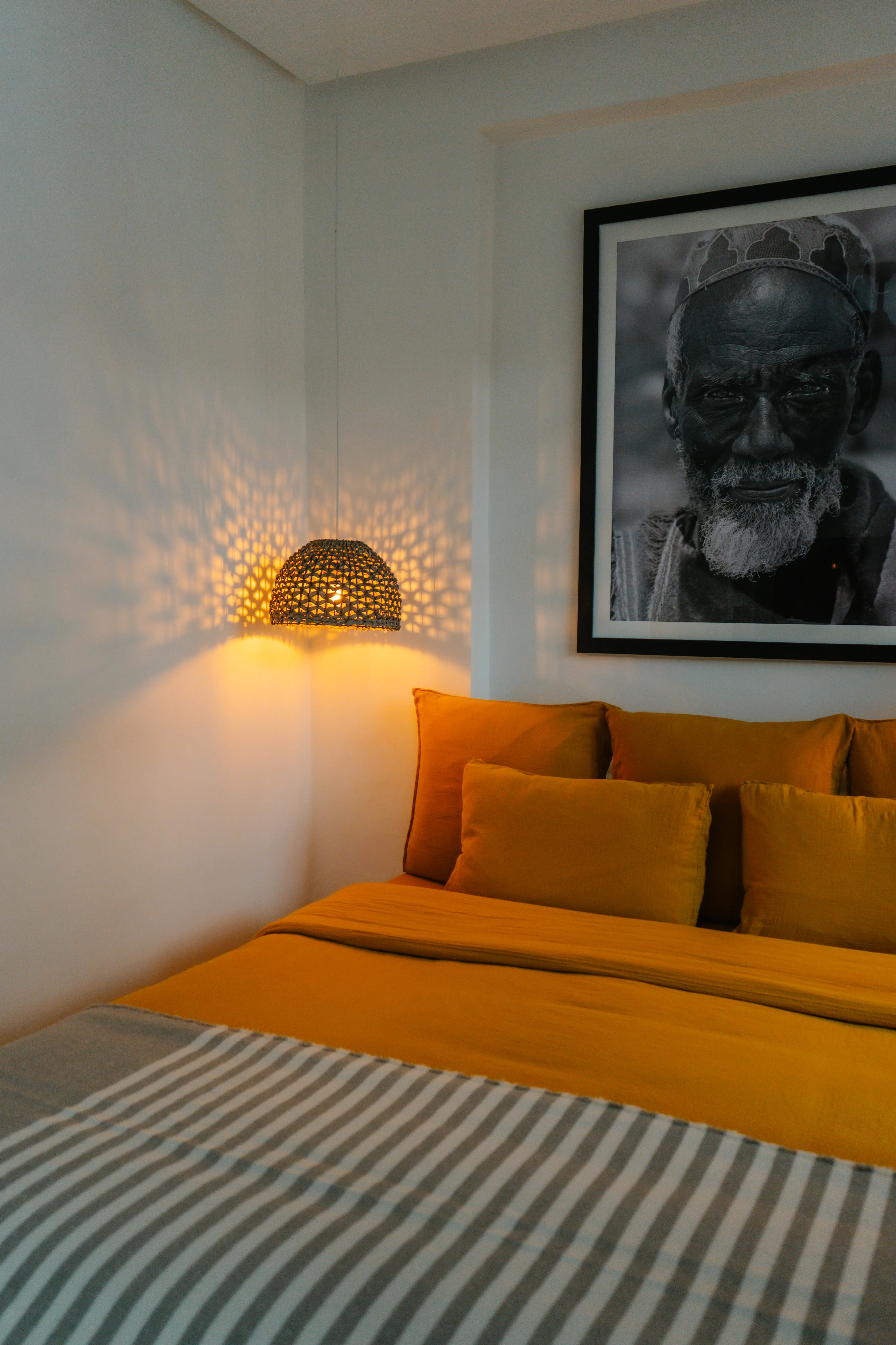 Premium linens and comfortable bedding in a cozy, quiet adults-only suite located in the heart of the Marrakech Medina.