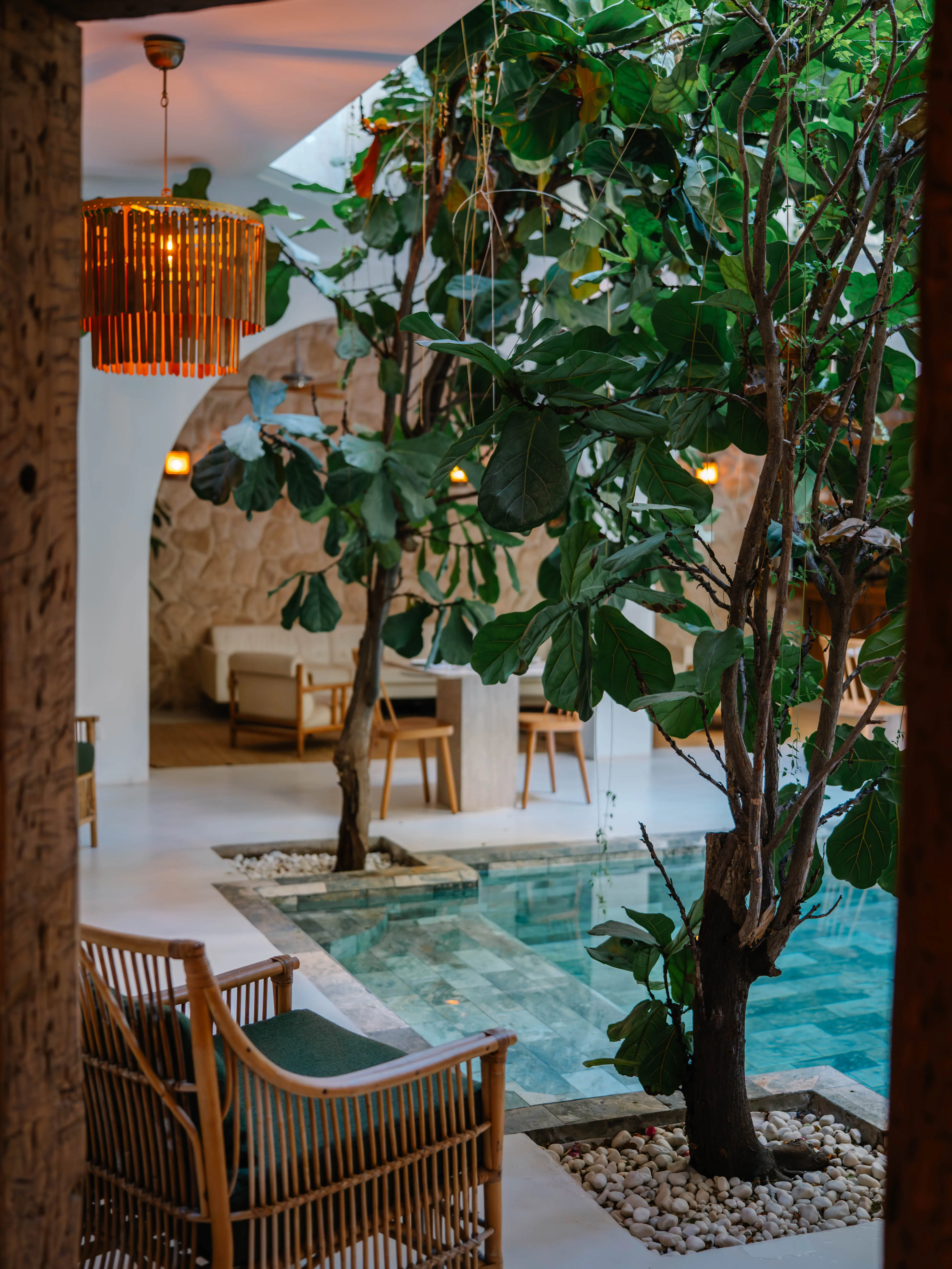 Interior patio and plunge pool at Pure House Marrakech, a luxury adults-only riad offering a romantic sanctuary in the Medina. Interior patio and plunge pool at Pure House Marrakech, a luxury adults-only riad offering a romantic sanctuary in the Medina.